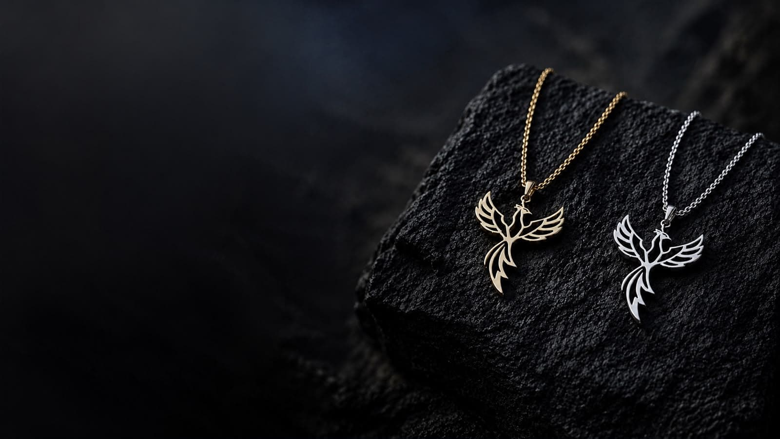 Aaruké Ember Phoenix Necklace — 24kt Gold & Rhodium Plated